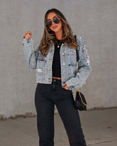 Lockere Jeansjacke von Heavy Industry Beads